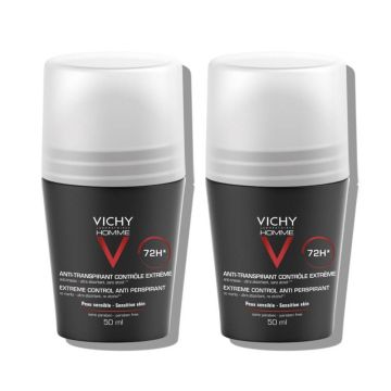 Vichy Homme Дезодорант рол-он с 72 часа ефект против интензивно изпотяване за мъже 2 х 50 мл Комплект