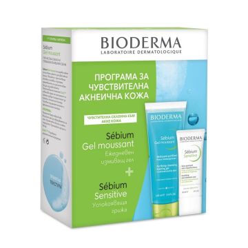 Bioderma Sebium Sensitive Крем за чувствителна акнеична кожа 30 мл + Bioderma Sebium Измиващ гел за комбинирана и мазна кожа 100 мл Комплект