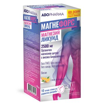 AboPharma Магнефорс Ликуид Магнезиев цитрат 2500 мг х 10+2 стика с вкус на портокал