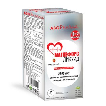 AboPharma Магнефорс Ликуид Магнезиев цитрат 2500 мг х 10+2 стика с вкус на ягода