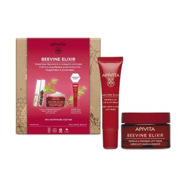 Apivita Beevine Elixir Коригиращ бръчките и стягащ дневен крем с лека текстура 50 мл + Apivita Beevine Elixir Коригиращ бръчките и стягащ крем за околоочен контур и устни 15 мл Комплект