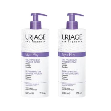 Uriage Gyn-Phy Защитаващ освежаващ почистващ интимен гел за чувствителна кожа 2 х 500 мл Комплект