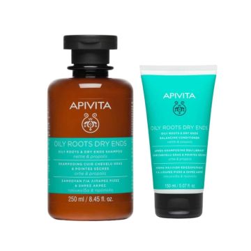Apivita Holistic Hair Care Шампоан за коса за мазен скалп и сухи краища 250 мл + Apivita Holistic Hair Care Балсам за коса за мазен скалп и сухи краища 150 мл Комплект 
