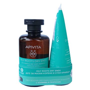 Apivita Holistic Hair Care Шампоан за коса за мазен скалп и сухи краища 250 мл + Балсам за коса за мазен скалп и сухи краища 150 мл Комплект 