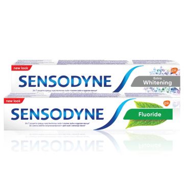 Sensodyne Sensitive Fluoride паста за зъби 75 мл + Sensodyne Extra Whitening паста за зъби 75 мл Комплект