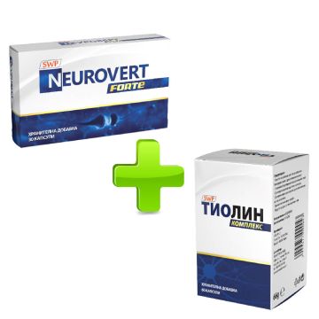 Neurovert Forte Неуроверт Форте х 30 капсули Sun Wave Pharma + Tiolin Complex Тиолин Комплекс х 60 капсули Sun Wave Pharma Комплект