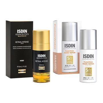 ISDIN FotoUltra Age Repair Слънцезащитен крем за лице против стареене SPF50 50 мл + ISDIN Isdinceutics Retinal Intense Нощен серум за лице 50 мл Комплект