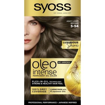 Syoss Oleo Intense Дълготрайна безамонячна крем боя за коса 5-54 Пепелно светло кафяв
