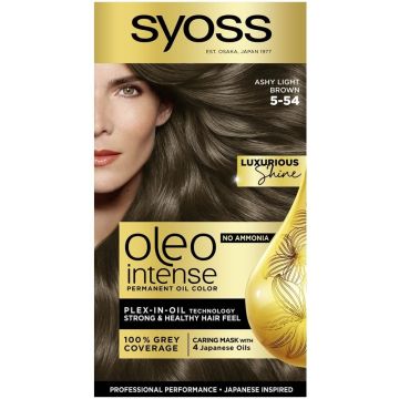 Syoss Oleo Intense Дълготрайна безамонячна крем боя за коса 5-54 Пепелно светло кафяв