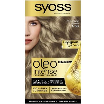 Syoss Oleo Intense Дълготрайна безамонячна крем боя за коса 7-58 Хладно бежово рус