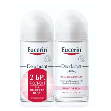 Eucerin Дезодорант рол-он за чувствителна кожа без алуминий и алкохол 2 х 50 мл Комплект