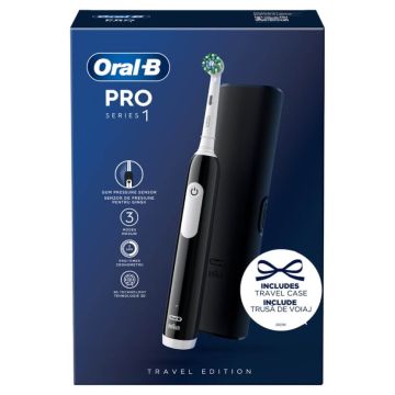 Oral-B PRO 1 Black Електрическа четка за зъби + Кутия за пътуване