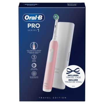 Oral-B PRO 1 Pink Електрическа четка за зъби + Кутия за пътуване