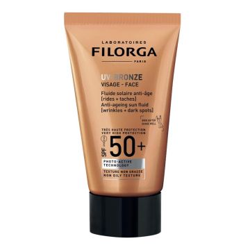 Filorga UV-Bronze Слънцезащитен флуид за лице с анти-ейдж действие SPF50+ 40 мл