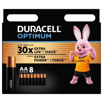Duracell Optimum Алкални батерии AA 8 бр 