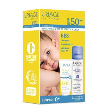 Uriage Bariesun Слънцезащитен минерален крем за лице и тяло SPF50+ 100 мл + Подарък: Uriage 1er Термална вода за бебета и деца 150 мл Комплект