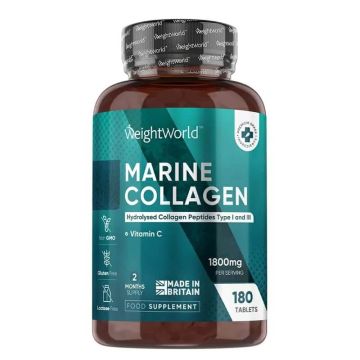 Weight World Хидролизиран морски колаген Тип 1 и 3 + Витамин С x 180 таблетки 