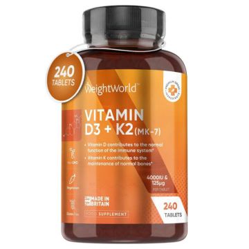 Weight World Витамин D3 4000 IU + K2 125 µg х 240 таблетки 