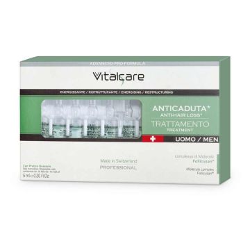 Vitalcare Swiss Реструктурираща и енергизираща терапия при косопад за мъже 10 х 6 мл