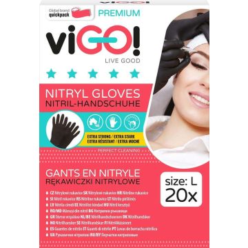  viGО! Домакински ръкавици нитрил Premium размер L черни х 20 броя