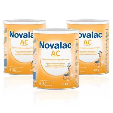 Novalac AC Мляко за кърмачета при колики 3 х 400 г Medis Комплект