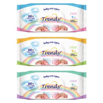 Trendy baby Мокри кърпи с капак х 120 бр