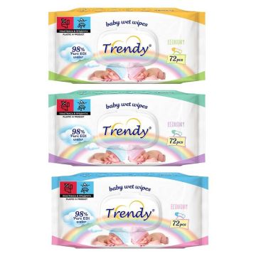 Trendy baby Мокри кърпи с капак х 72 бр