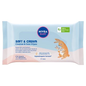 Nivea Baby Soft & Cream Мокри кърпи с мек крем х 57 броя
