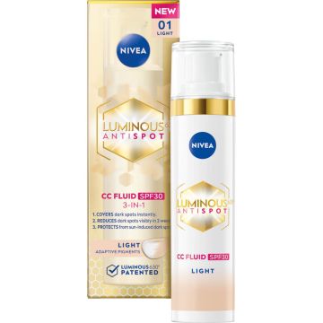 Nivea Luminous630 Anti Spot CC Cellular Оцветен флуид за лице 3в1 срещу пигментни петна SPF30 40 мл Светъл нюанс