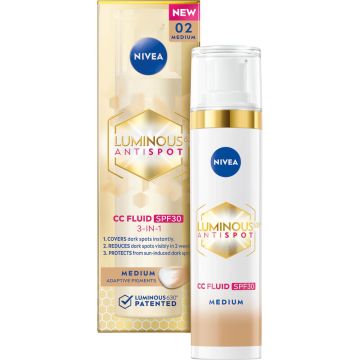 Nivea Luminous630 Anti Spot CC Cellular Оцветен флуид за лице 3в1 срещу пигментни петна SPF30 40 мл Среден нюанс