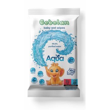 Bebelan Aqua Бебешки мокри кърпи с 99.6 % вода 20 бр 