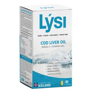 LYSI Cod Liver Oil Масло от черен дроб на треска 500 мг x 80 софтгел капсули