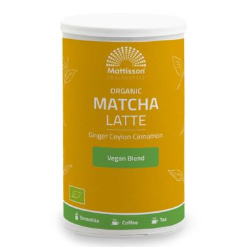 Mattisson Organic Matcha Latte Лате с матча, джинджифил и цейлонска канела x140 г