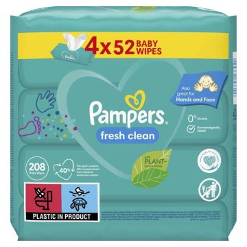 Pampers Fresh Clean Baby Scent Бебешки мокри кърпички 4 x 52 бр