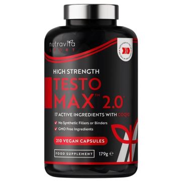 TestoMax 2.0 за повишаване на тестостерона х 210 капсули Nutravita
