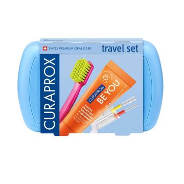 Curaprox Be You Син комплект за път със сгъваема четка за зъби 