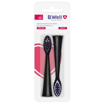 B.Well Sonic MED-870 Резервна глава за електрическа четка черна 2 бр Комплект