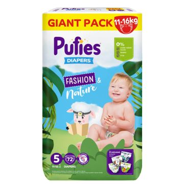  Pufies Fashion & Nature 5 Junior Детски Пелени 11-16 кг х 72 броя