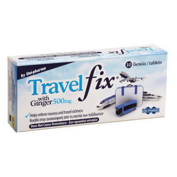 Travelfix хранителна добавка с джинджифил 500 mg х 10 таблетки