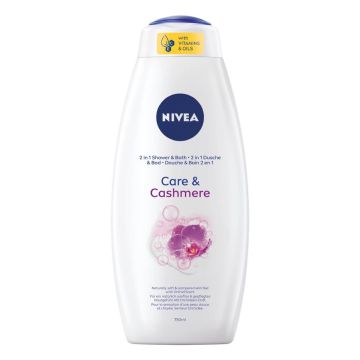 Nivea  Care & Cashmere Душ гел и пяна за вана 2в1 750 мл