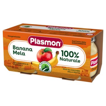 Plasmon Banana Mela 100% Плодово пюре банан с ябълка за деца 6М+ 80 г х 2 бр