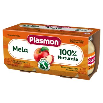 Plasmon 100% Mela Плодово пюре ябълка за деца 6М+ 80 г х 2 бр