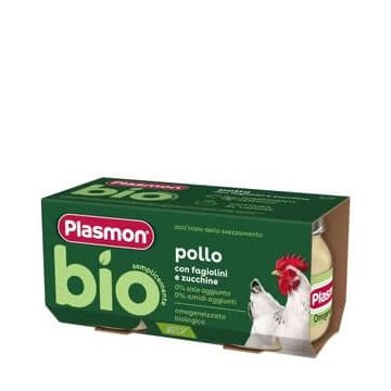 Plasmon Bio Пюре пиле със зелен фасул и тиквички 6М+ 80 г х 2 броя