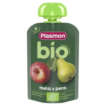 Plasmon Bio Плодова закуска ябълка и круша за деца 6М+ 100 г