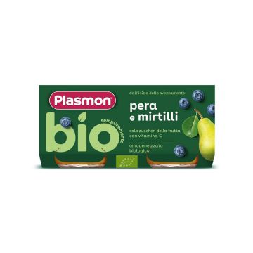 Plasmon Bio Плодово пюре круша с боровинка за деца 6М+ 80 г х 2 бр