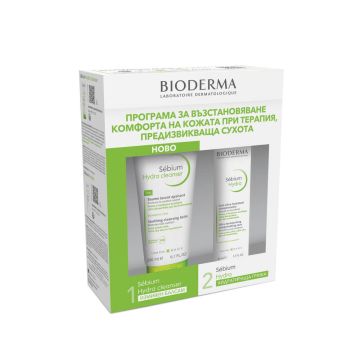 Bioderma Sebium Hydra Измиващ балсам 200 мл + Bioderma Sebium Hydra Хидратиращ крем за лице за комбинирана и мазна кожа 40 мл Комплект