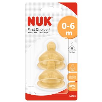 Nuk First Choice + Биберон каучук M 0-6M х 2 бр Комплект