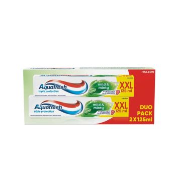 Aquafresh Triple Protection Mild & Minty DUO Паста за зъби зелена 125 мл x 2 бр Комплект