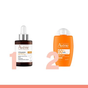 Avene Vitamin Activ Cg Озаряващ коригиращ серум 30 мл + Avene Слънцезащитен Ултра флуид SPF50+ 50 мл Комплект