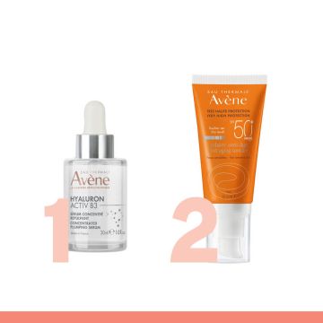 Avene Hyaluron Activ B3 Серум концентрат за лице с изпълващо действие 30 мл + Avene Слънцезащитен анти-ейдж крем за лице SPF50+ 50 мл Комплект